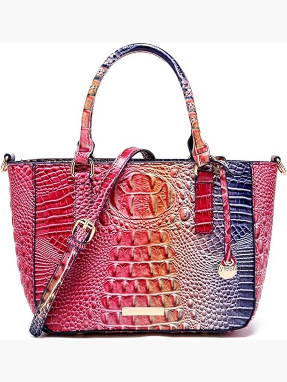 Crocodile Embossed Leather Tote Bag Satchel Crossbody Work Bag